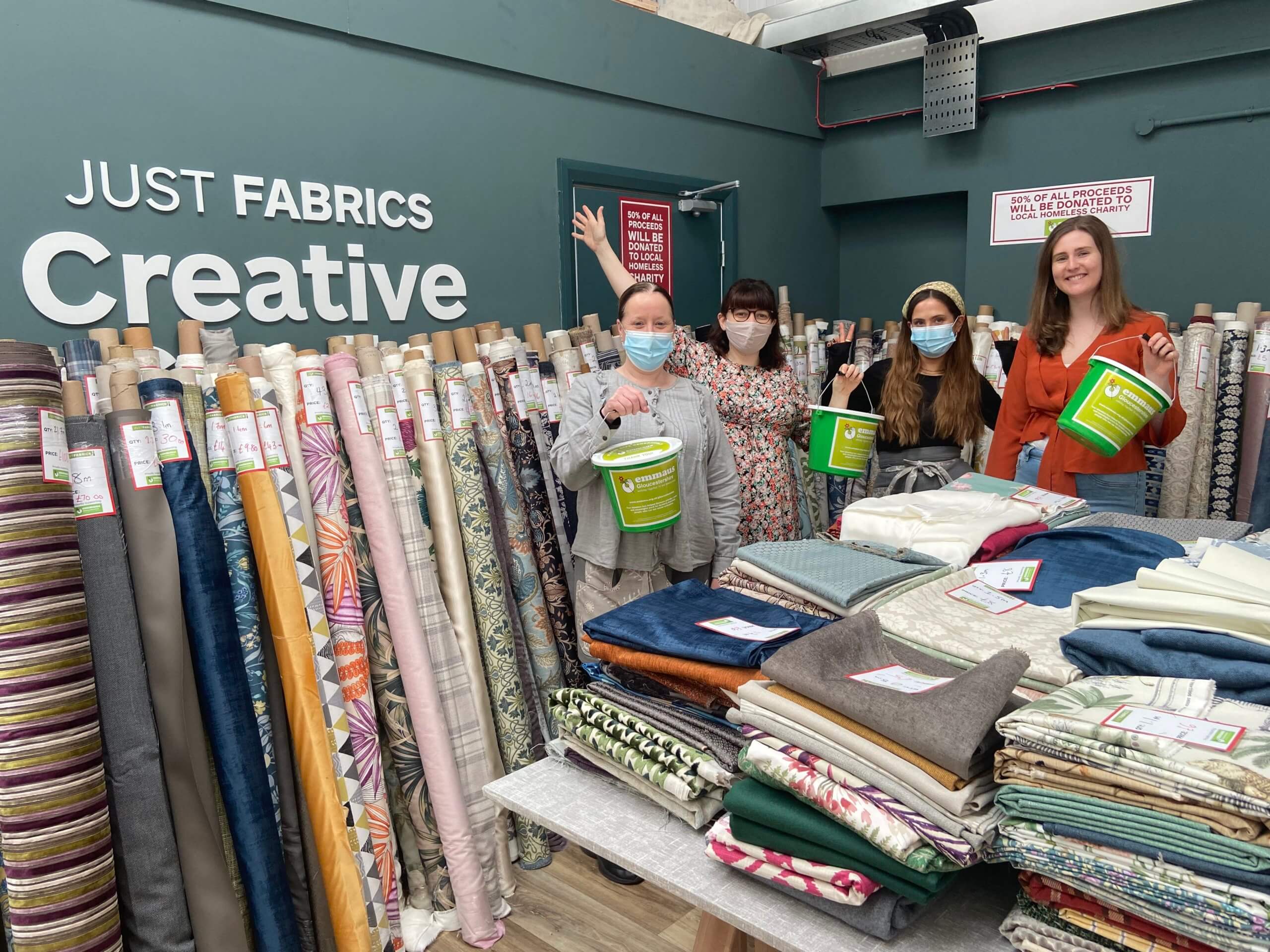 £4000 Just Fabrics donation Emmaus Gloucestershire
