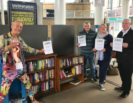 Helping set up Free Library at Lewisham Station