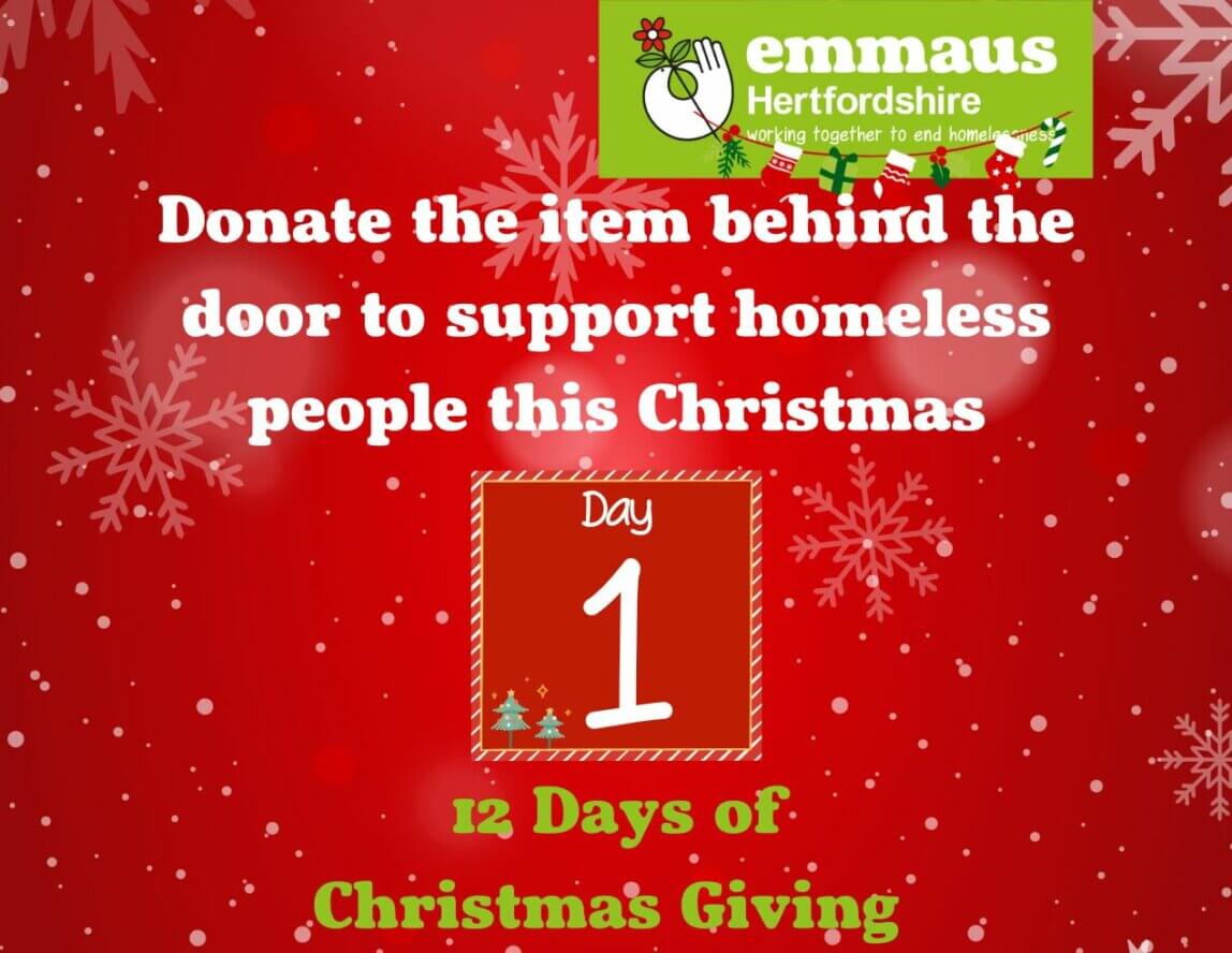 Look out for our ‘12 Days of Christmas Giving’ advent calendar to help rough sleepers this winter