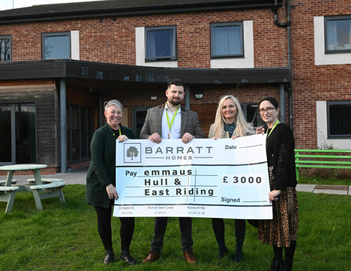 Local housebuilder donates £3,000 to Emmaus