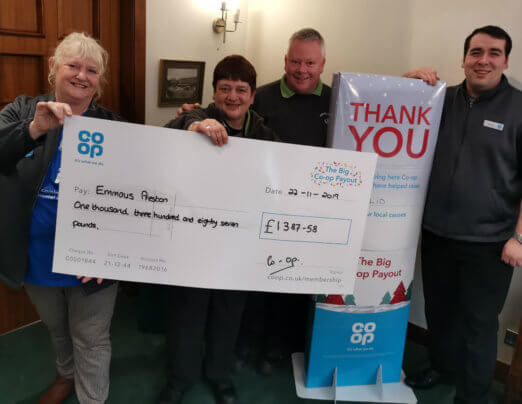 Emmaus Preston receives £1,387 from Co-op member scheme