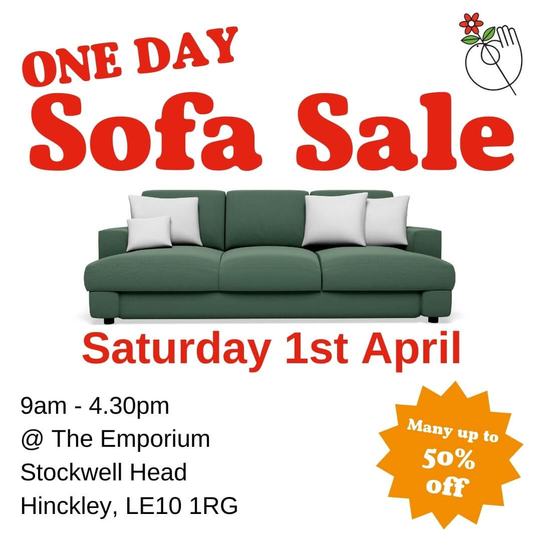 Sofa Sale 1st April Emmaus Leicestershire & Rutland Emporium