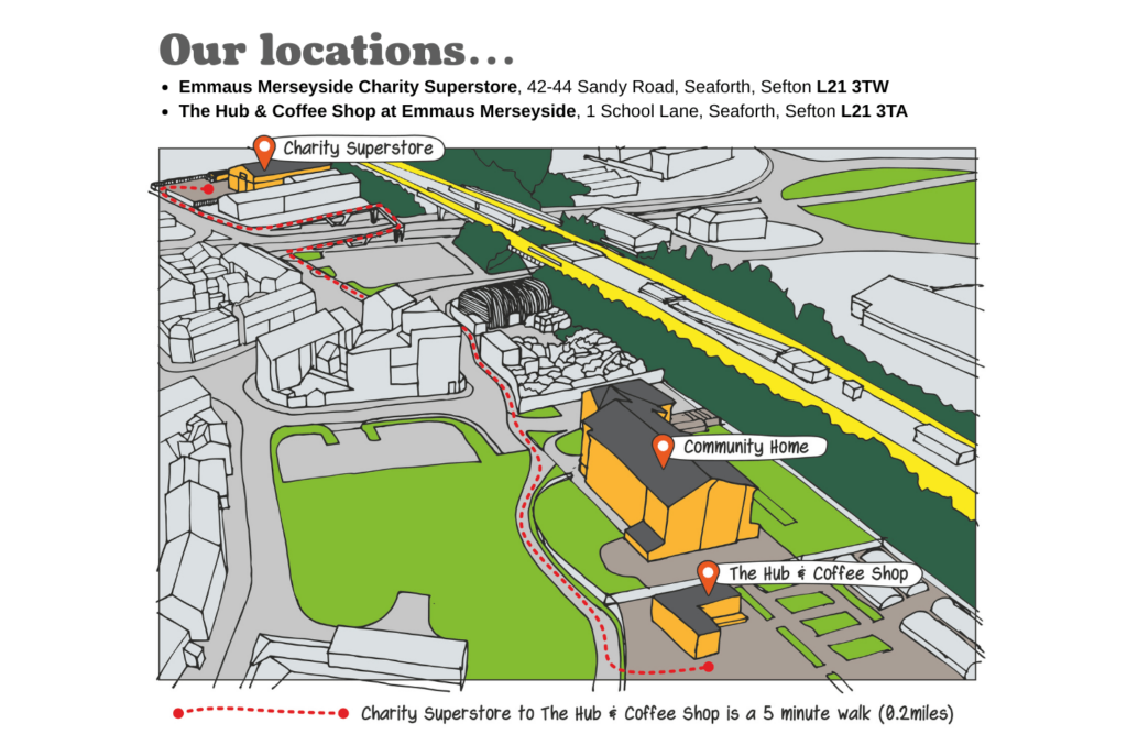 Emmaus Merseyside location map