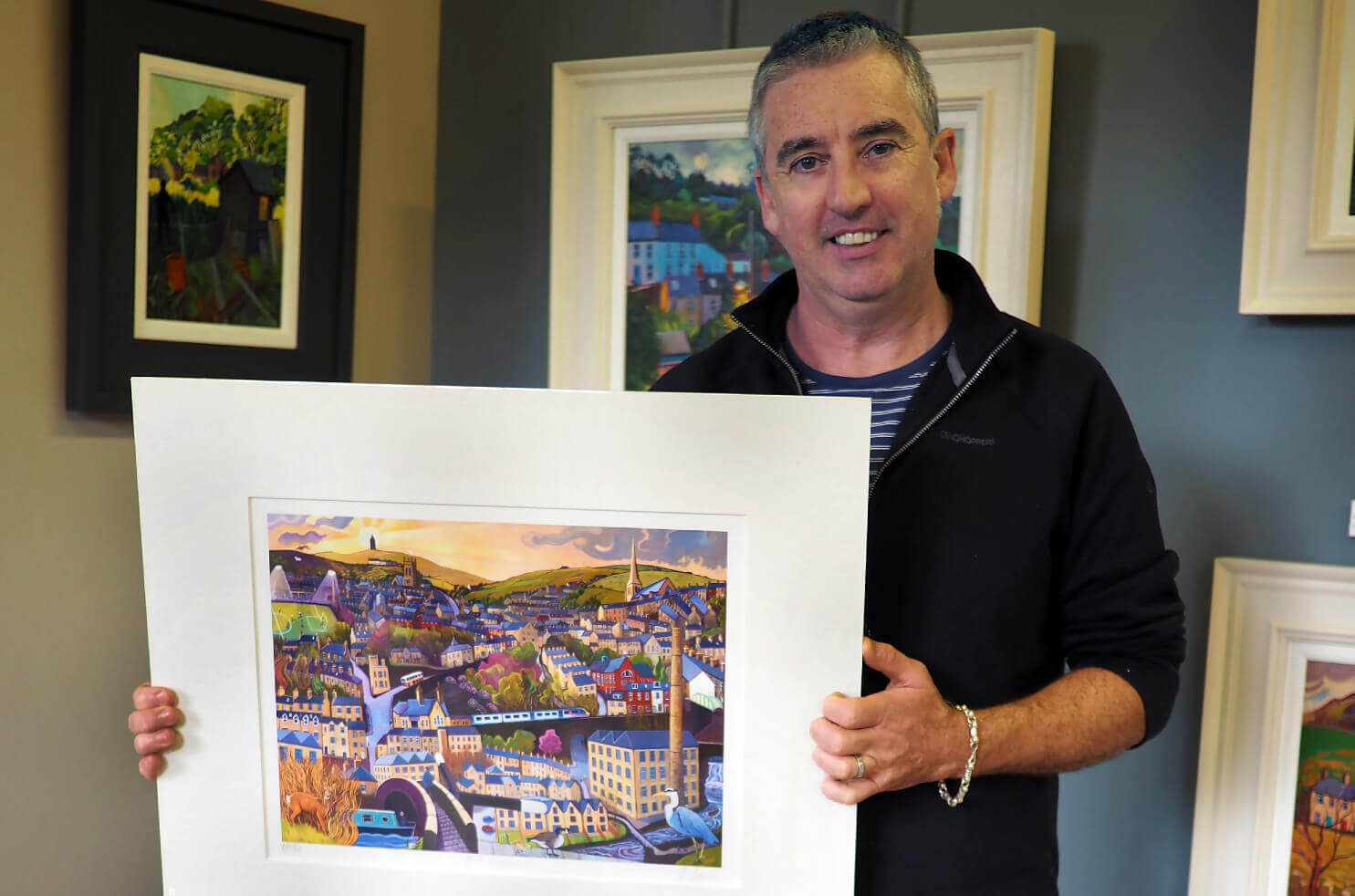 Artist Chris Cyprus gifts 'Old Milltown' print and puzzles - Emmaus Mossley