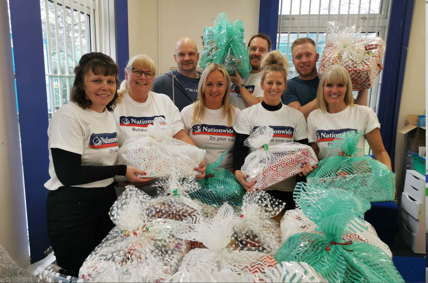 Nationwide volunteers create hampers for Lucie's Pantry Emmaus Salford