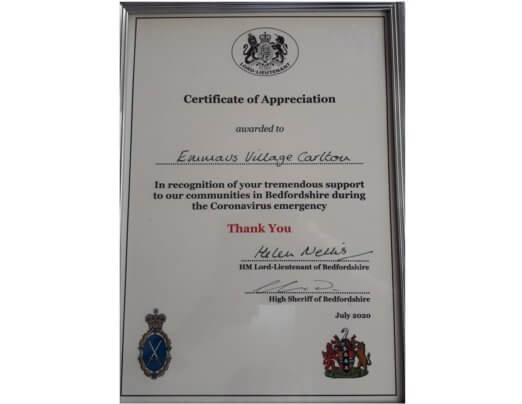 Certificate for our work during crisis