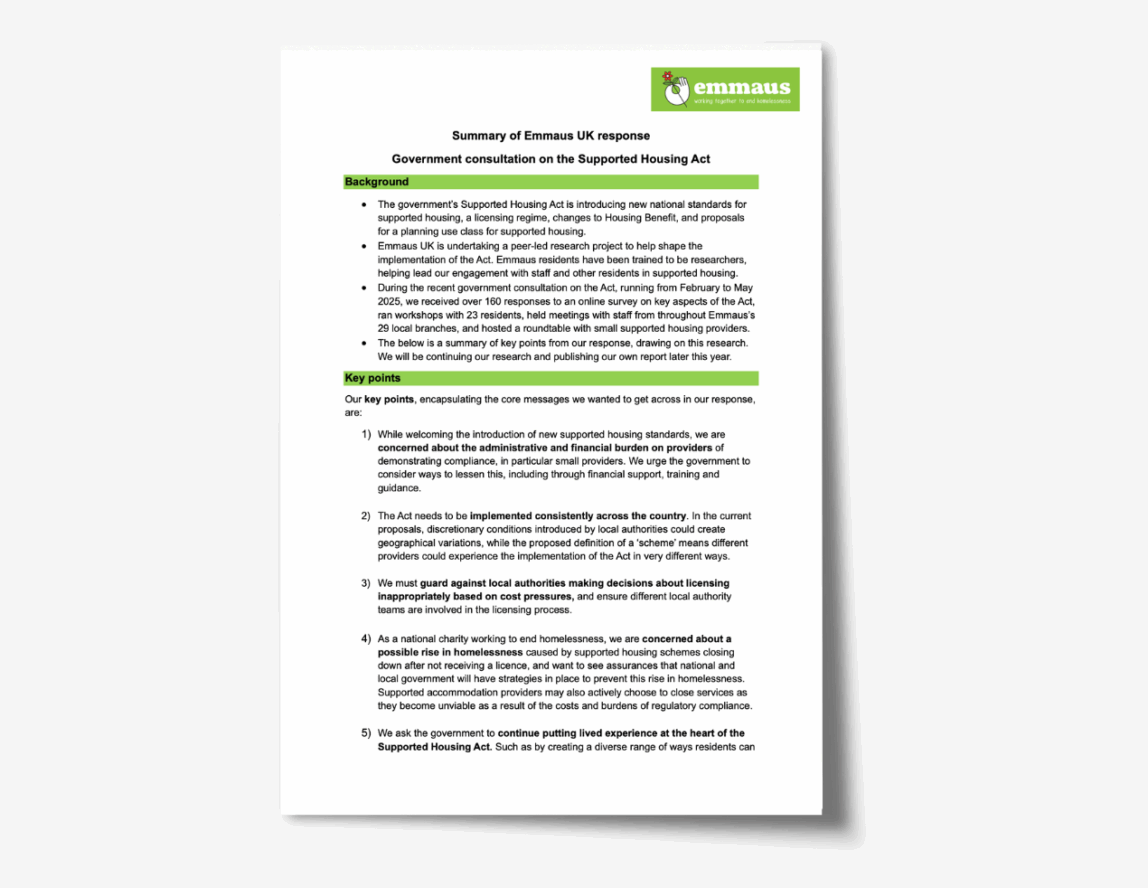 Summary of Emmaus UK response