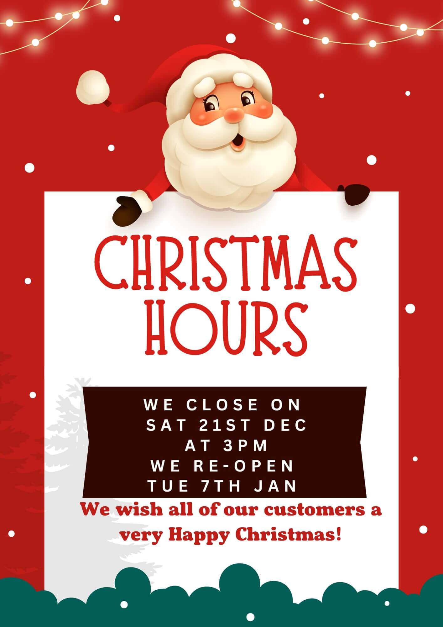 Christmas Opening hours 2024